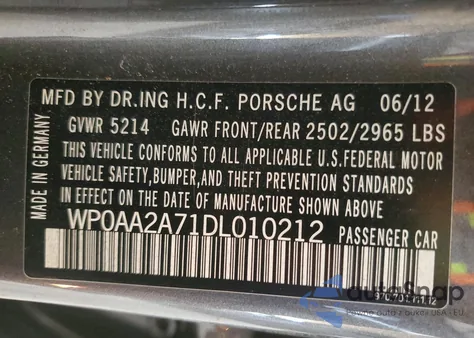 2013 Porsche Panamera 2 z USA, uszkodzony, nr VIN WP0AA2A71DL010212